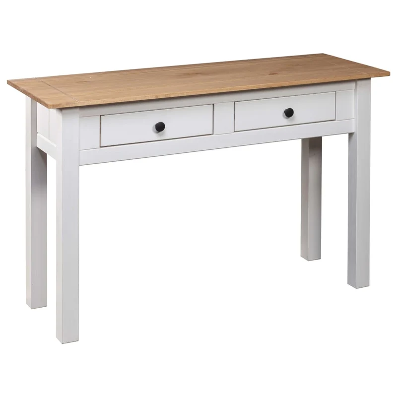 Table console meuble de bureau avec tiroirs 110 x 40 x 72 cm en bois de pin blanc DEC031691