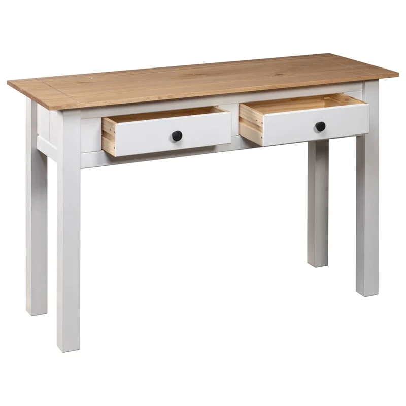 Table console meuble de bureau avec tiroirs 110 x 40 x 72 cm en bois de pin blanc DEC031691
