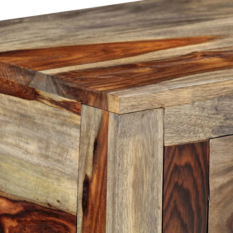 Table console avec 3 tiroirs 120 x 30 x 75 cm bois massif gris DEC031623