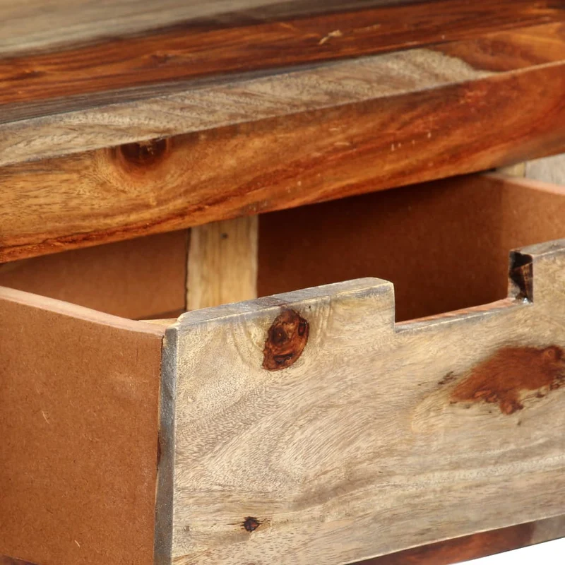 Table console avec 3 tiroirs 120 x 30 x 75 cm bois massif gris DEC031623
