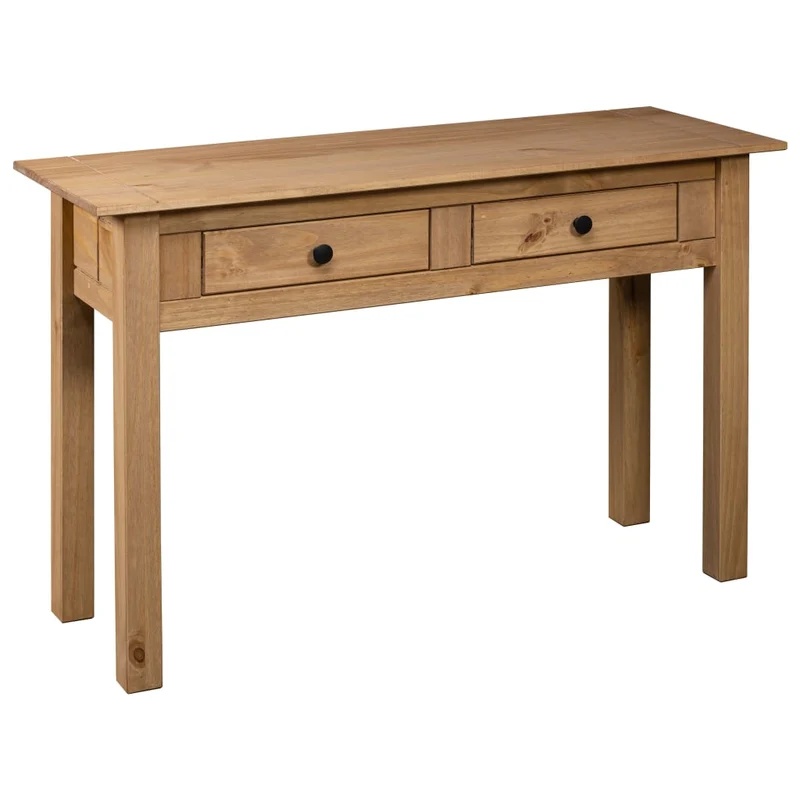 Table console bureau avec deux tiroirs de rangement 110 x 40 x 72 cm en bois de pin DEC031525