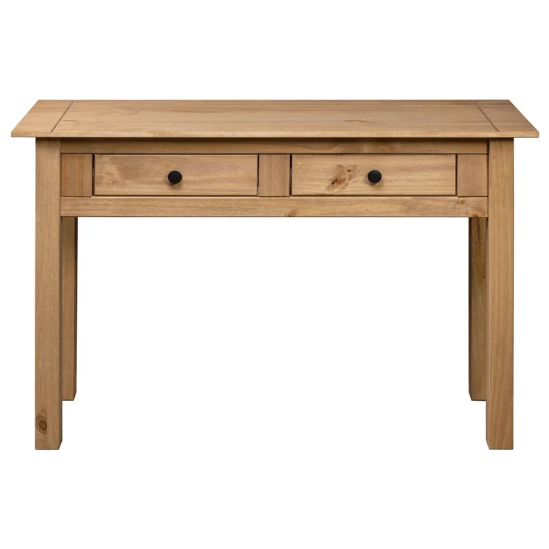 Table console bureau avec deux tiroirs de rangement 110 x 40 x 72 cm en bois de pin DEC031525