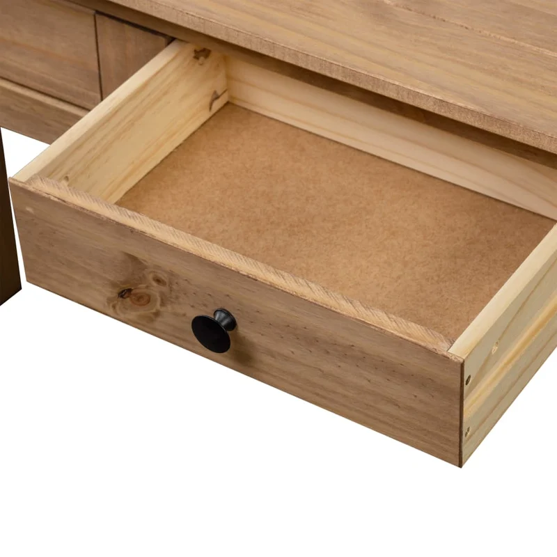 Table console bureau avec deux tiroirs de rangement 110 x 40 x 72 cm en bois de pin DEC031525