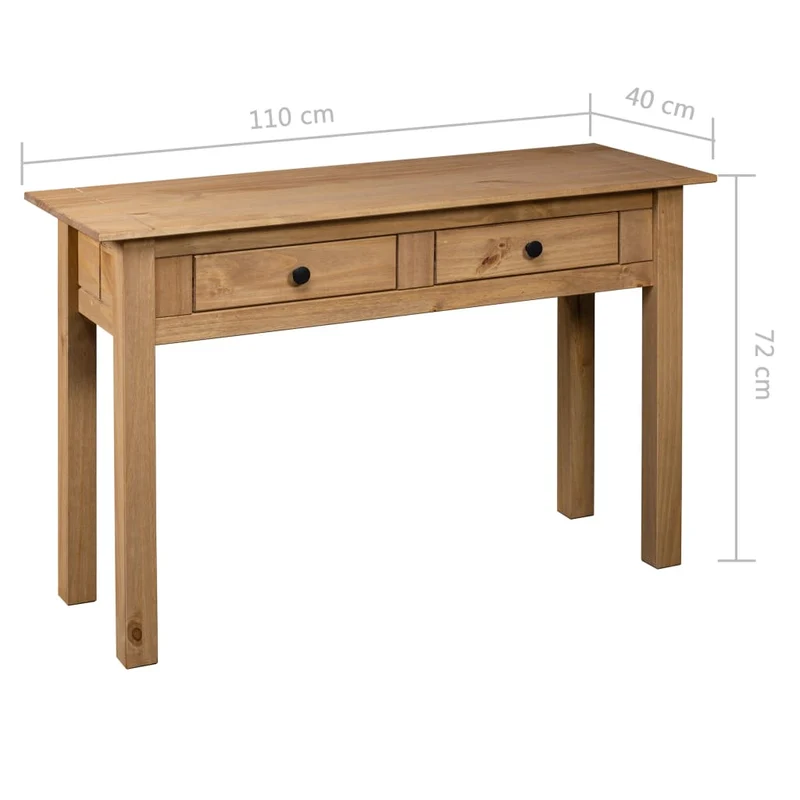 Table console bureau avec deux tiroirs de rangement 110 x 40 x 72 cm en bois de pin DEC031525