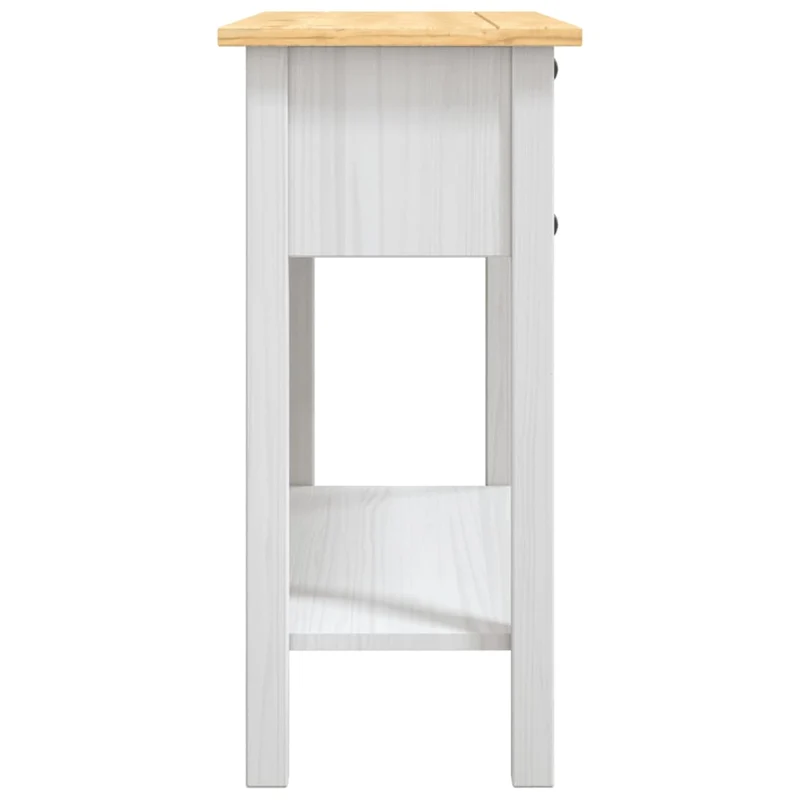 Table console avec 2 tiroirs et 1 étagère 90 x 34,5 x 73 cm en bois de pin blanc DEC031992