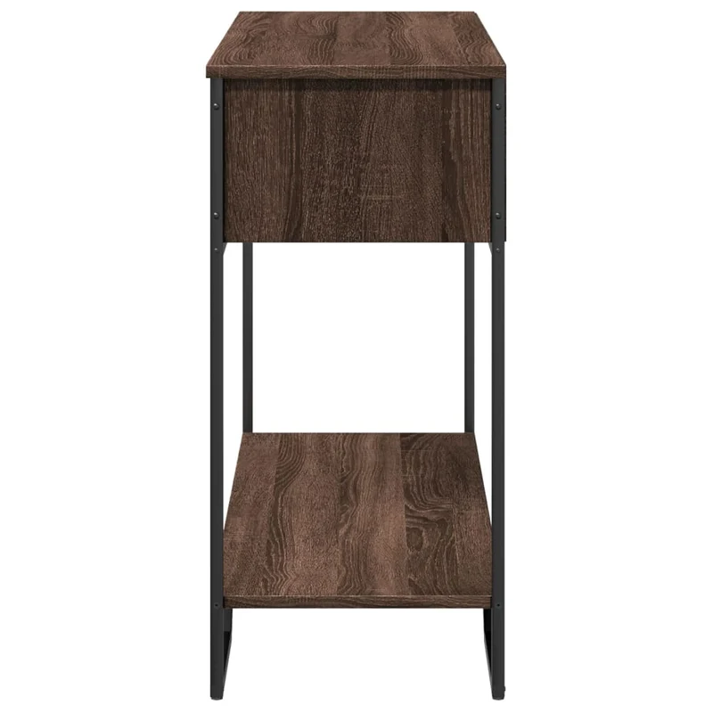 Table d'appoint console pratique avec compartiment de rangement 100 x 35 x 74,5 cm bois d'ingénierie marron et métal DEC031843