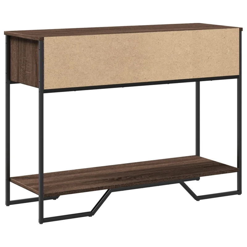 Table d'appoint console pratique avec compartiment de rangement 100 x 35 x 74,5 cm bois d'ingénierie marron et métal DEC031843