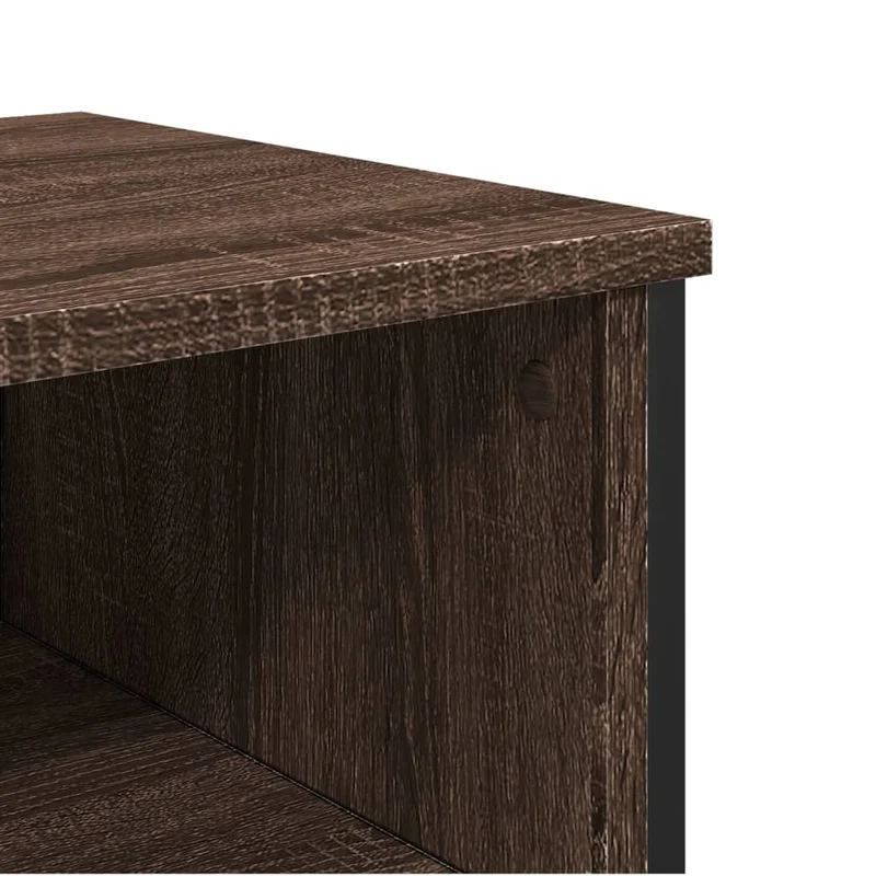 Table d'appoint console pratique avec compartiment de rangement 100 x 35 x 74,5 cm bois d'ingénierie marron et métal DEC031843