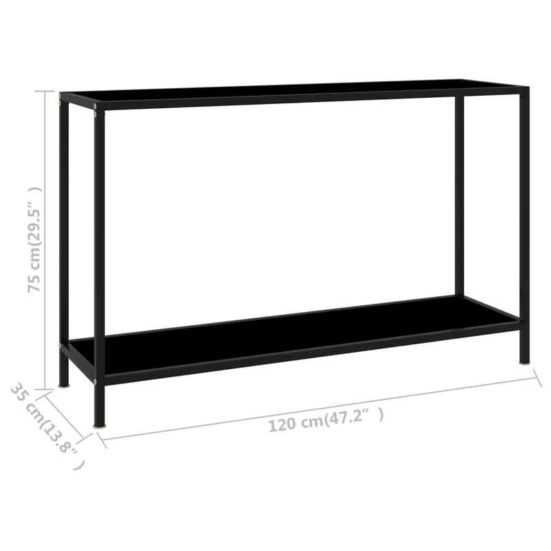 Table d'appoint console pratique pour une entrée organisée 120 x 35 x 75 cm verre trempé noir DEC032106