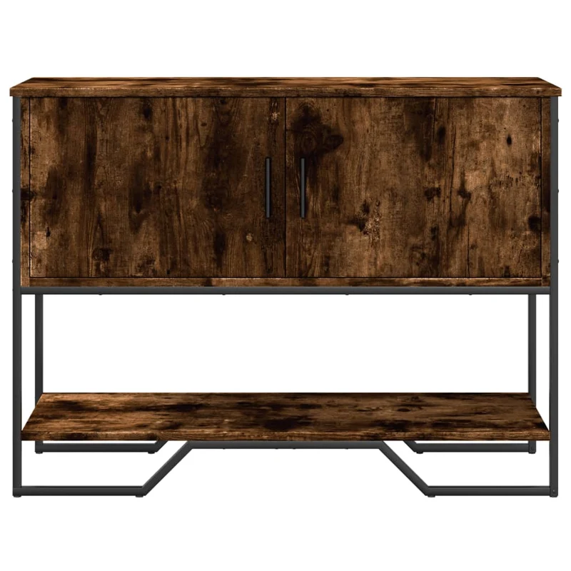 Table d'appoint console pratique avec espace de rangement 100 x 35 x 74,5 cm bois d'ingénierie maron et métal DEC031768