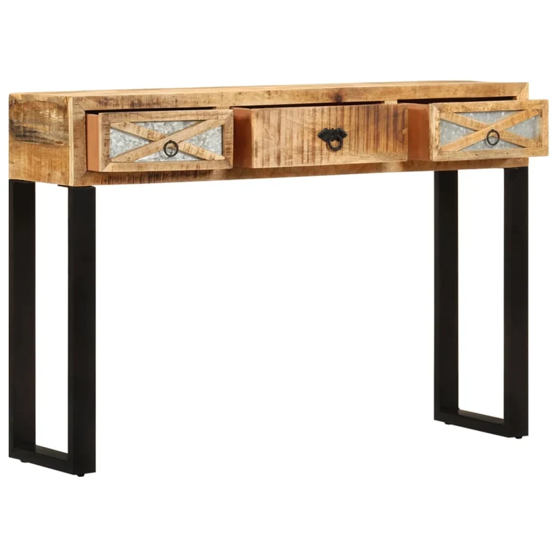 Table d'appoint console pratique avec tiroirs pour une entrée organisée 110 x 30 x 76 cm bois de manguier massif brun DEC031502