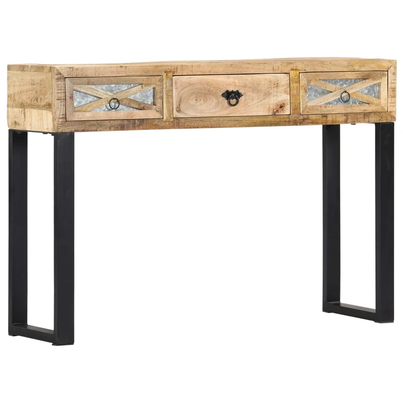 Table d'appoint console pratique avec tiroirs pour une entrée organisée 110 x 30 x 76 cm bois de manguier massif brun DEC031502