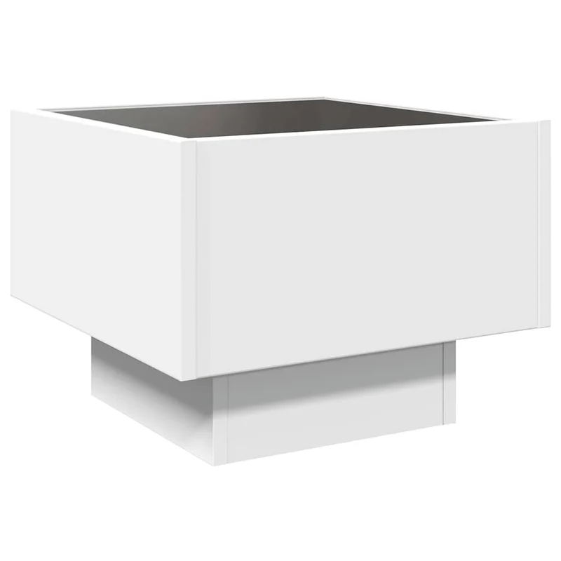 Table d'appoint table basse de salon avec LED 40 x 40 x 30 cm bois d'ingénierie blanc DEC031288