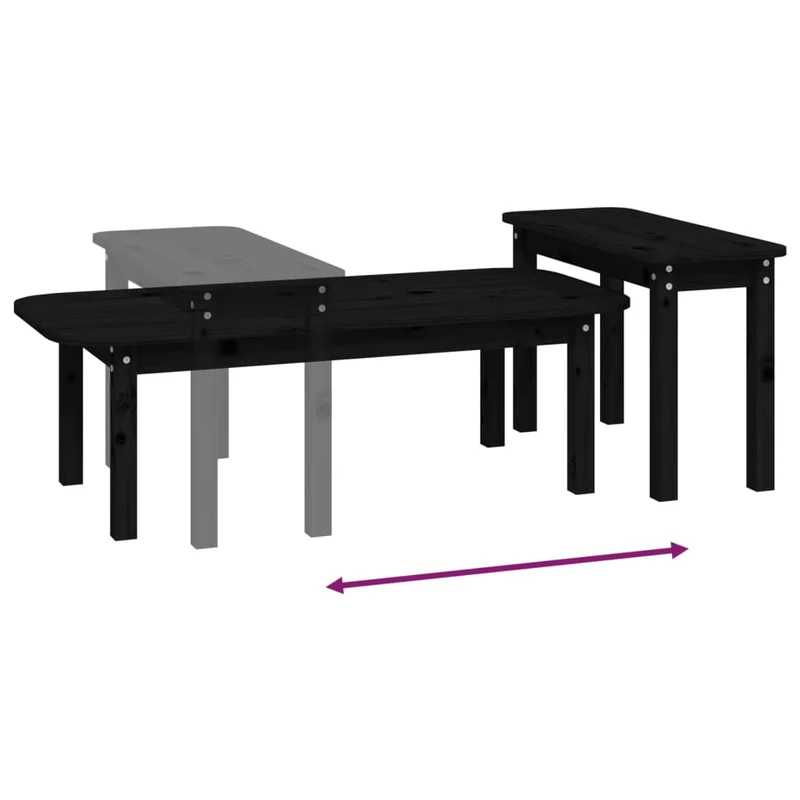 Ensemble de deux tables basses en bois de pin noir DEC031266