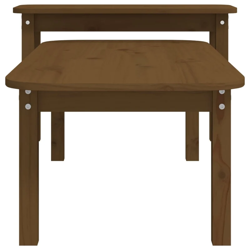 Ensemble de deux tables basses en bois de pin couleur marron miel DEC031265