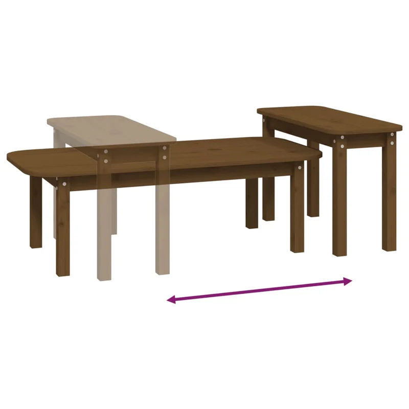 Ensemble de deux tables basses en bois de pin couleur marron miel DEC031265