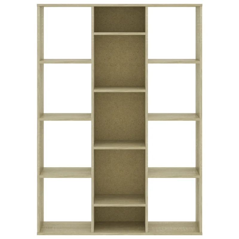 Bibliothèque avec 13 compartiments 100 x 24 x 140 cm en bois d'ingénierie couleur chêne DEC031214
