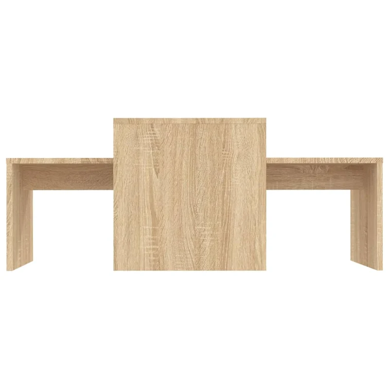 Ensemble de deux tables basses emboîtées en bois d’ingénierie couleur chêne DEC031269