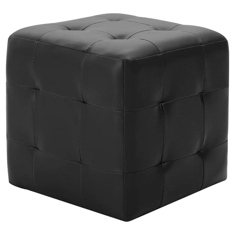 Lot de 2 poufs tabourets repose-pieds captionné 30 x 30 x 30 cm en PVC noir DEC030041