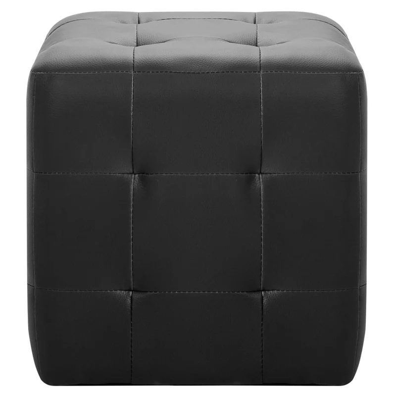 Lot de 2 poufs tabourets repose-pieds captionné 30 x 30 x 30 cm en PVC noir DEC030041