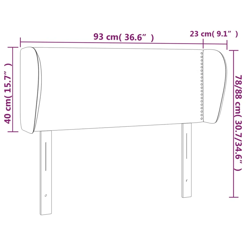 Tête de lit accessoire couchage chambre à coucher meuble avec rebord latéral 93 x 23 x 78/88 cm tissu gris foncé TDL0204849
