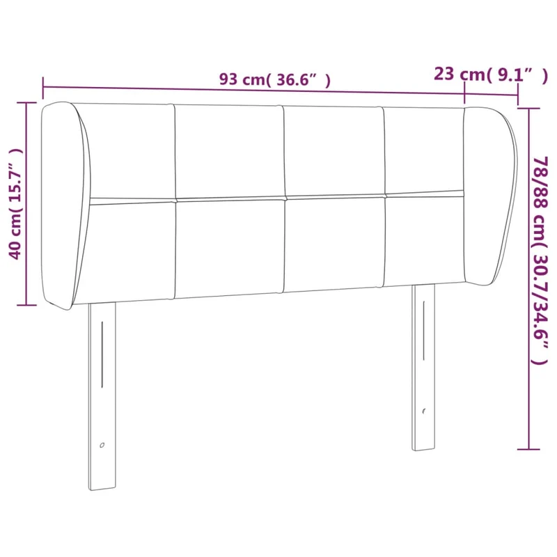 Tête de lit accessoire couchage chambre à coucher meuble avec rebord latéral 93 x 23 x 78/88 cm tissu gris foncé TDL0204843