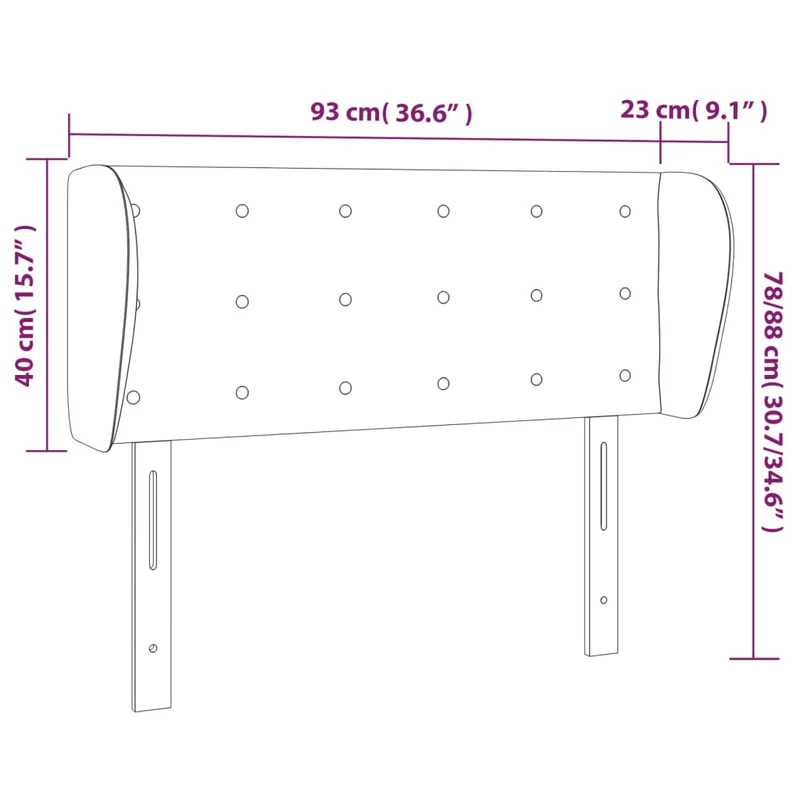 Tête de lit accessoire couchage chambre à coucher meuble avec rebord latéral 93 x 23 x 78/88 cm tissu gris foncé TDL0204847