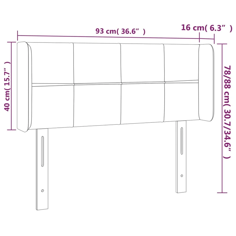 Tête de lit accessoire couchage chambre à coucher meuble à LED 93 x 16 x 78/88 cm tissu marron foncé TDL0200774