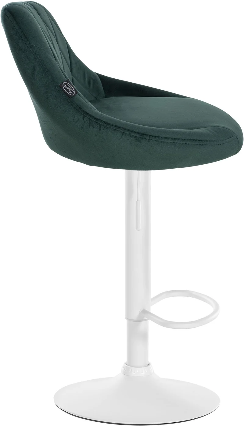 Lot de 2 tabourets de bar siège pivotant sur 360° en tissu vert foncé et métal blanc 10_0004271