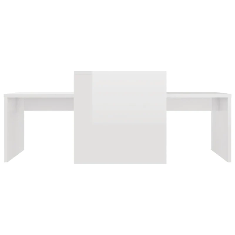 Ensemble de table basse emboîtées en bois d’ingénierie blanc brilliant DEC031247