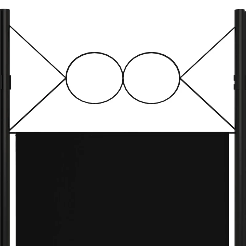 Paravent séparateur de pièce cloison 5 panneaux 200 x 180 cm tissu noir et fer DEC031010