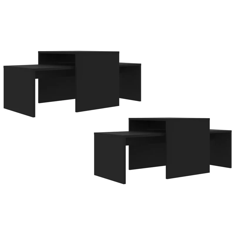 Ensemble de tables basses emboîtées 100 x 48 x 40 cm en bois d’ingénierie noir DEC031273