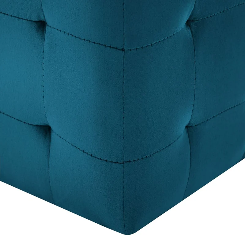 Lot de 2 poufs repose-pied tabouret capitonné 30 x 30 x 30 cm tissu velours bleu DEC029929