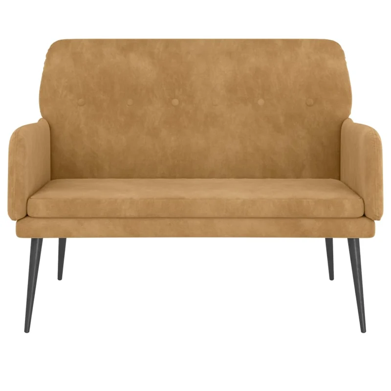 Banquette banc avec dossier et accoudoirs 108 x 79 x 79 cm velours marron DEC024676