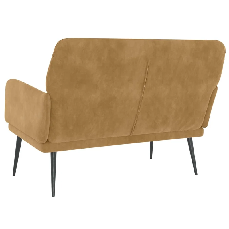 Banquette banc avec dossier et accoudoirs 108 x 79 x 79 cm velours marron DEC024676