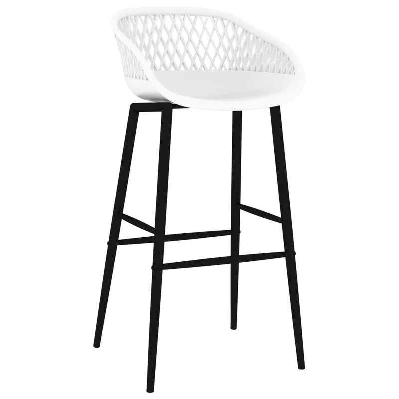 Tabourets de bar x2 chaises haute aspect de maille en PP blanc et métal DEC029330