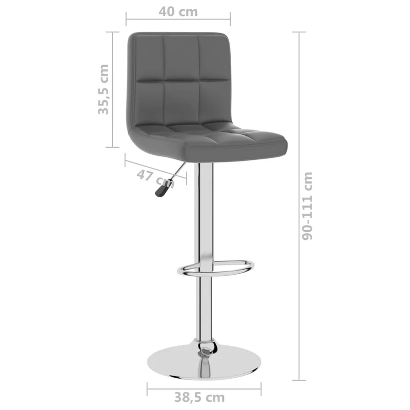 Tabouret de bar x1 chaise haute en PVC gris base en acier DEC029495