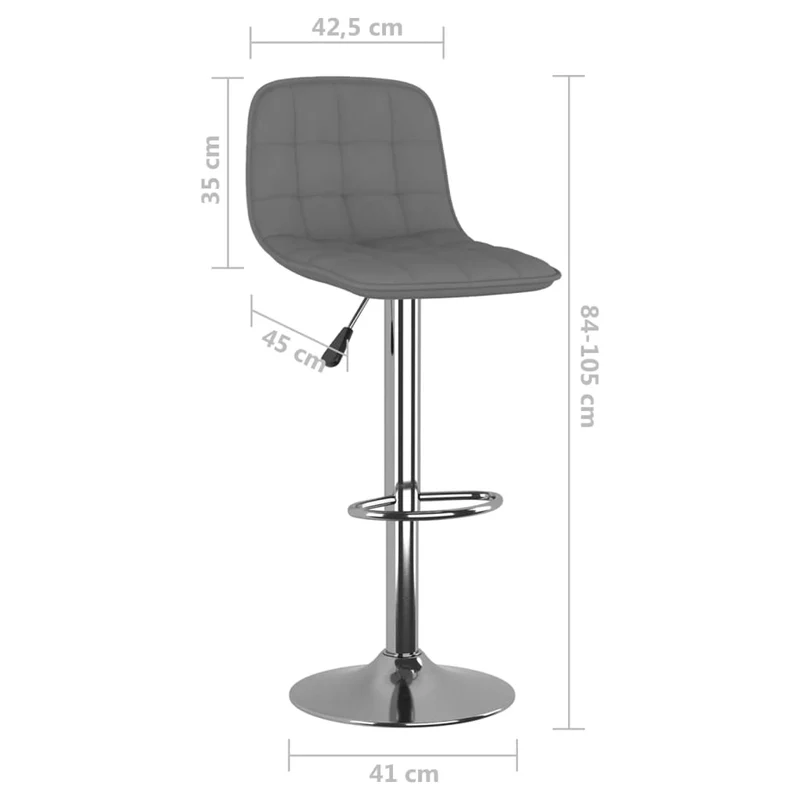 Lot de 2 tabourets de bar chaises hautes en tissu gris et acier DEC029687