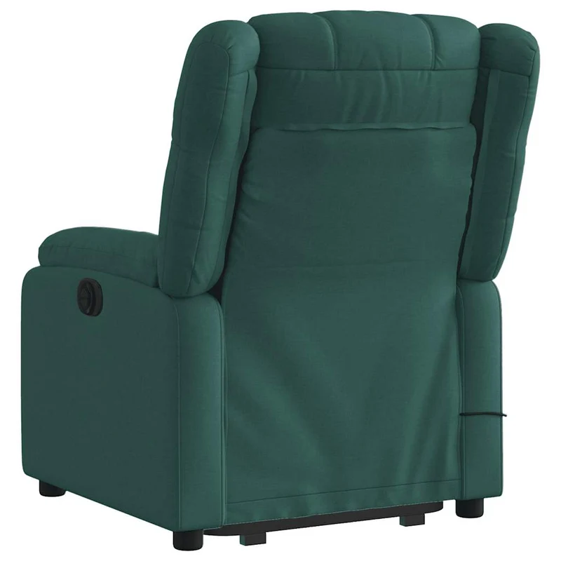 Fauteuil de relaxation fonction massage et inclinable levage électrique en tissu vert foncé DEC027878