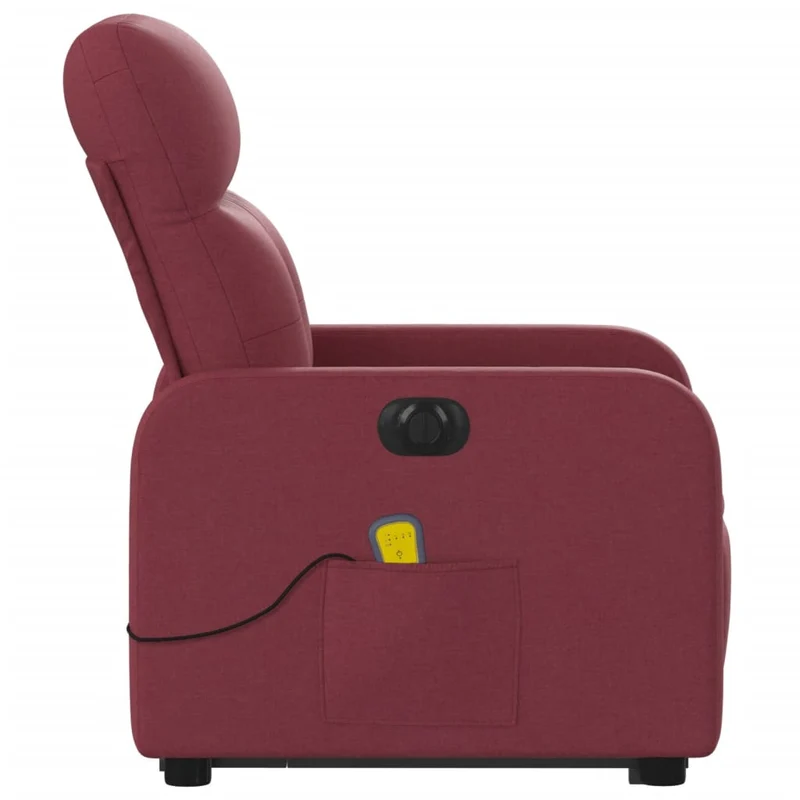 Fauteuil de relaxation fonction massage et inclinable levage électrique en tissu rouge bordeaux DEC027851
