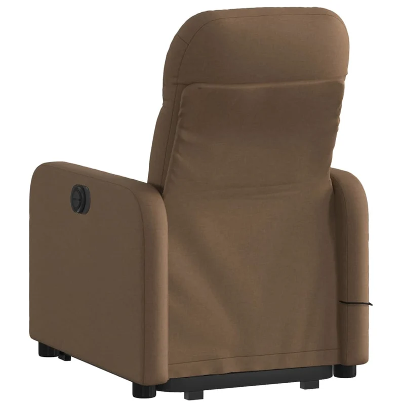 Fauteuil de relaxation fonction massage et inclinable levage électrique en tissu marron DEC027792