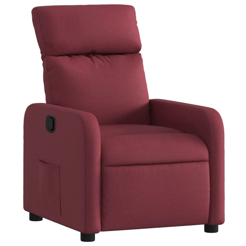 Fauteuil relax TV rembourrage confortable fonction d'inclinaison manuelle en tissu rouge bordeaux DEC028151