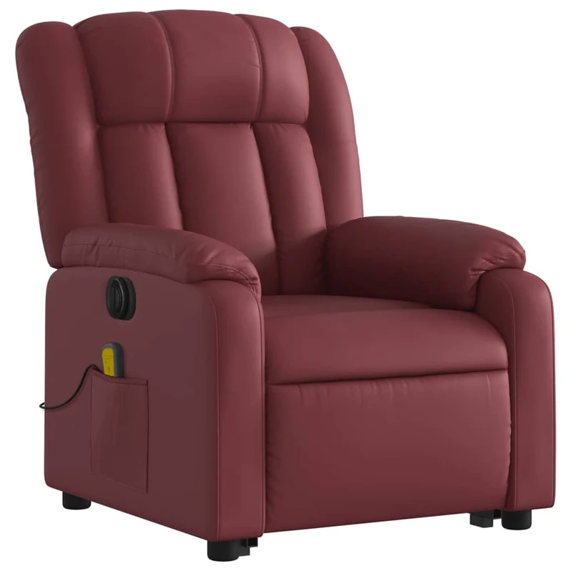 Fauteuil de relaxation fonction massage et inclinable levage électrique en PVC rouge bordeaux DEC027832