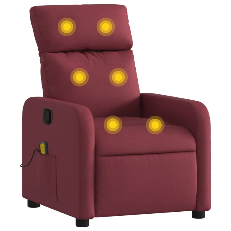 Fauteuil de relaxation TV fonction massage inclinable en tissu rouge bordeaux DEC027094