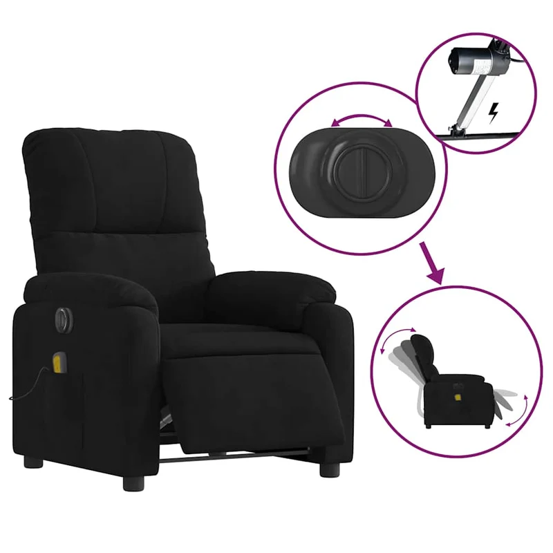 Fauteuil de relaxation fonction massage et inclinable en tissu microfibre DEC027826