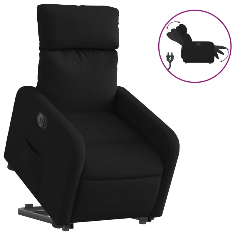 Fauteuil relax TV fonction de levage électrique très confortable en tissu noir DEC028494