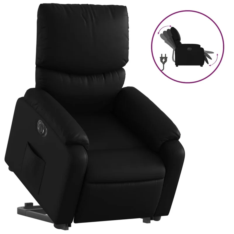 Fauteuil relax TV fonction de levage électrique très confortable en PVC noir DEC028469