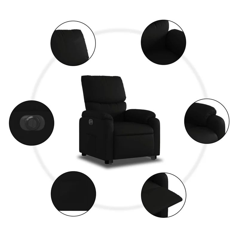 Fauteuil relax TV fonction de levage électrique très confortable en PVC noir DEC028469