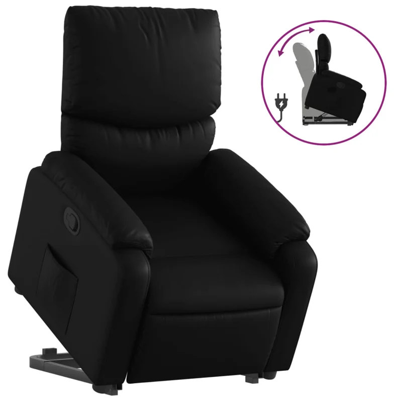 Fauteuil relax TV rembourrage confortable fonction de levage électrique en PVC noir DEC028067