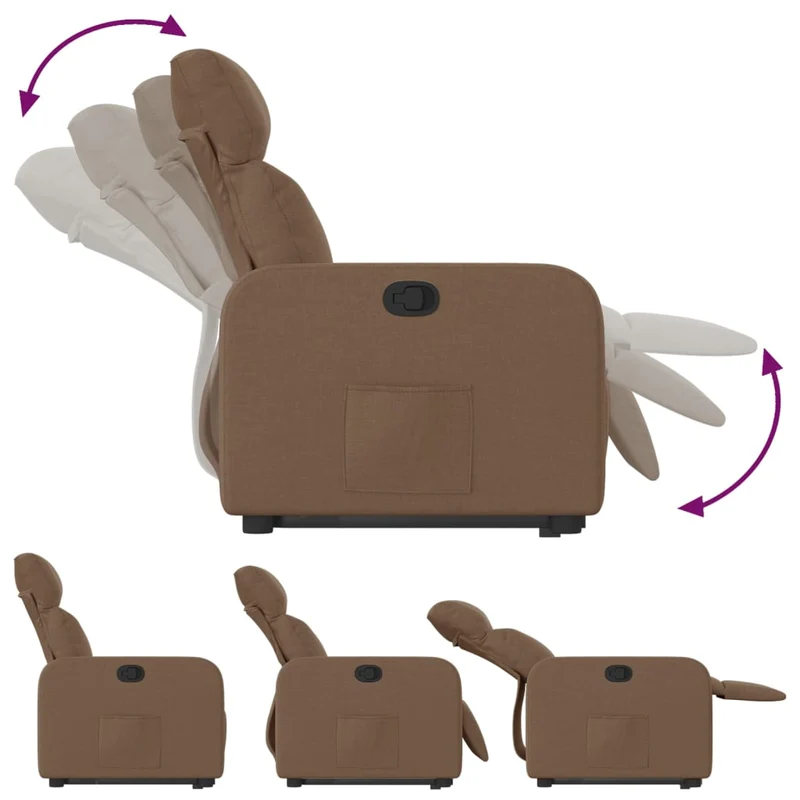 Fauteuil relax TV rembourrage confortable fonction de levage électrique en tissu marron DEC028052